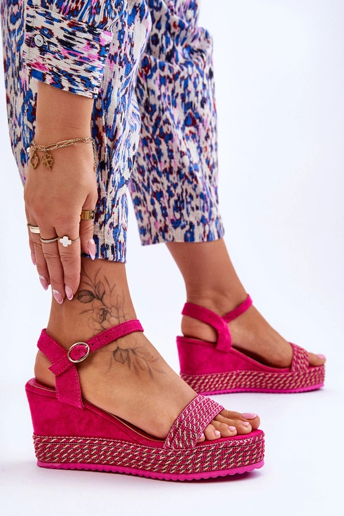 Klasyczne Damskie Sandały Na Koturnie Fuksja Malmo