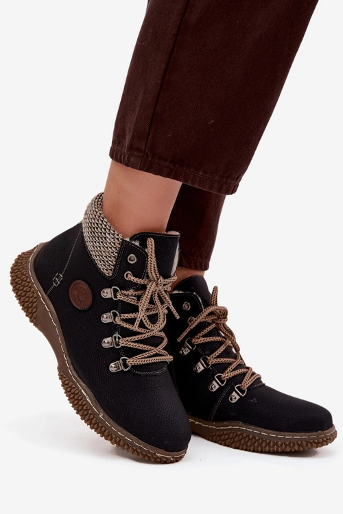 Ocieplane Botki Trapery Damskie Czarne Zenaya