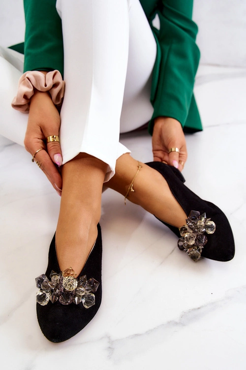 Eleganckie Zamszowe Półbuty Z Ozdobą Czarne McQueen