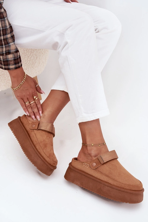 Śniegowce Damskie Na Platformie Z Rzepem Camel Jorielle