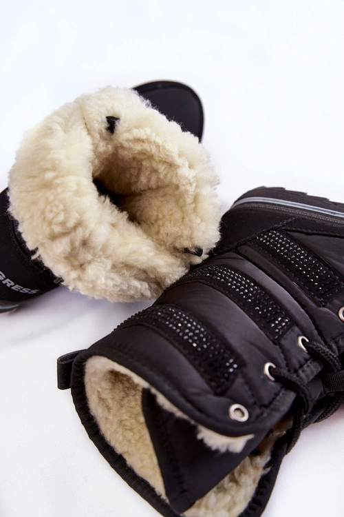 Damskie Śniegowce Sznurowane Progress PROGJ-22-134 Czarne