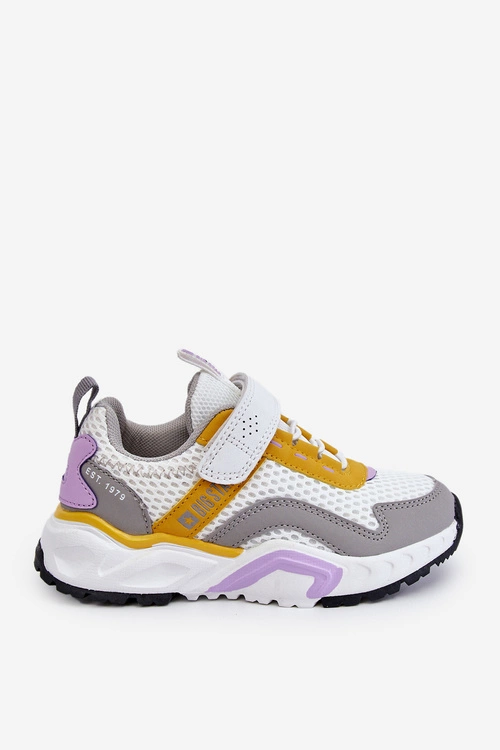 Dziecięce Sportowe Buty Na Rzep Big Star JJ374257 Biało-Żółte