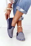 Damskie Espadryle Big Star HH276002 Granatowo-Białe