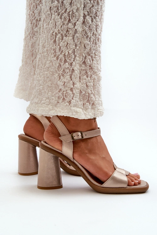 Skórzane Sandały Na Słupku Maciejka 06029-25 Złote