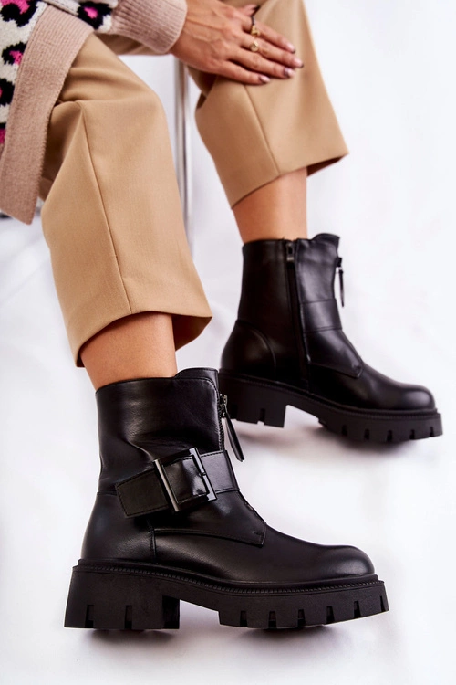 Damskie Botki Ocieplane Na Suwak Czarne Torey