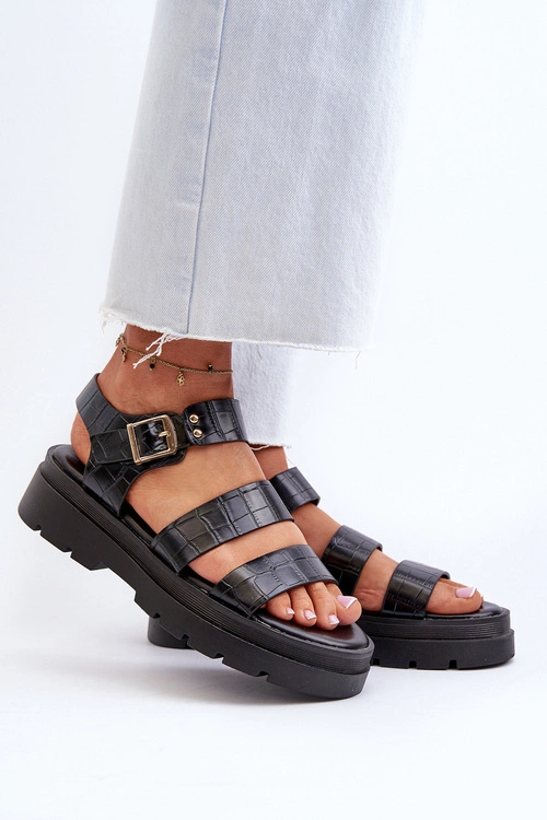 Sandały Damskie Na Masywnej Podeszwie Czarne Nicarda