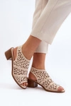 Ażurowe Sandały Na Obcasie Beżowe Serapina