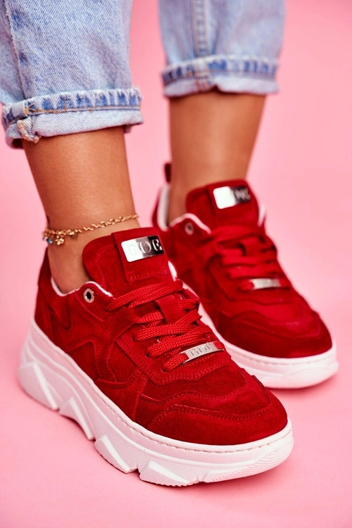 Damskie Sportowe Skórzane Obuwie GOE Czerwone FF2N3017