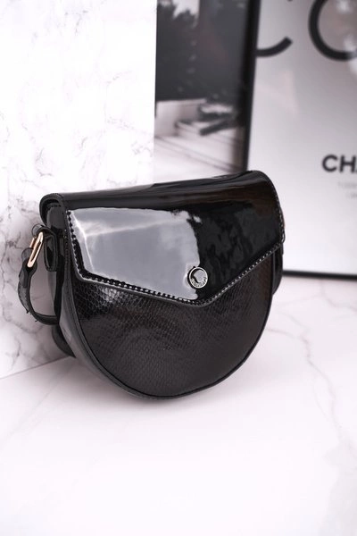 Torebka Listonoszka MONNARI BAG5710-M20 Czarna Lakierowana