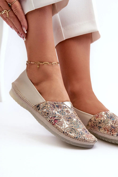 Damskie Skórzane Baleriny Maciejka 1930B-04 Beżowe