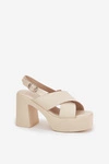 Sandały Damskie Na Słupku I Platformie Z Eko Skóry Jasnobeżowe Annavin 