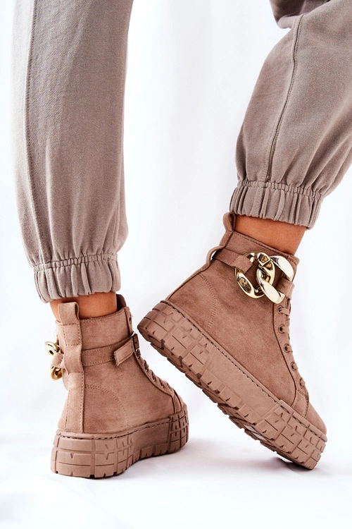 Wysokie Trampki Na Platformie Ciemnobeżowe Evenia