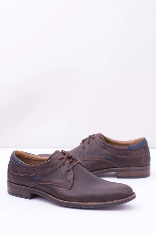 Wizytowe Męskie Skórzane Półbuty Brąz Santiago