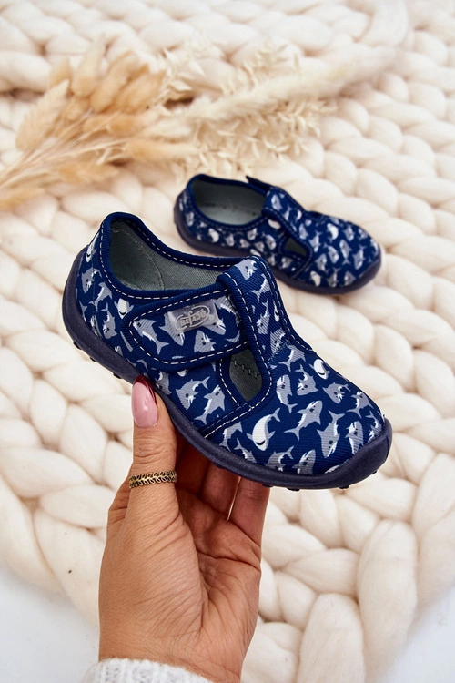 Dziecięce Półbuty Papcie Befado Rekiny 010X032 Granatowe