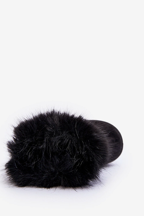 Dziecięce Ocieplane Botki Śniegowce Z Futerkiem Czarne Nohie