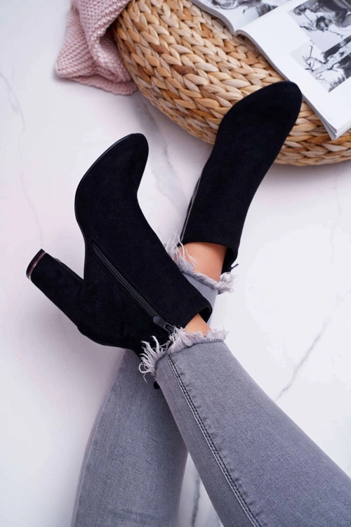 Botki Damskie Na Obcasie Czarne Domeno