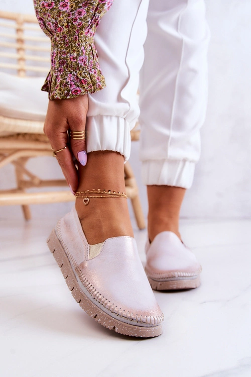 Damskie Półbuty Wsuwane Skórzane Maciejka 03512-28 Jasnoróżowe