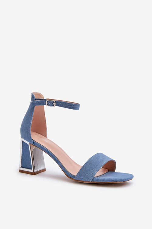 Jeansowe Sandały Na Słupku Niebieskie Pholia