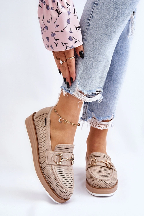 Damskie Mokasyny Na Platformie Beżowe Danny