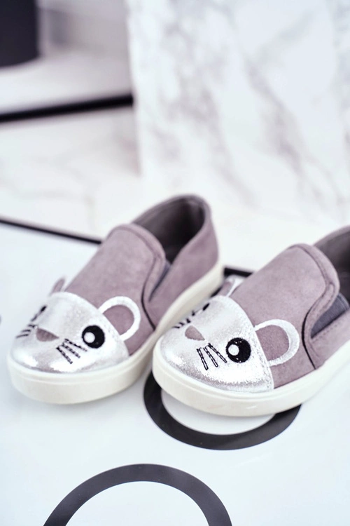 Trampki Dziecięce Wsuwane Z Myszką Szare Candys