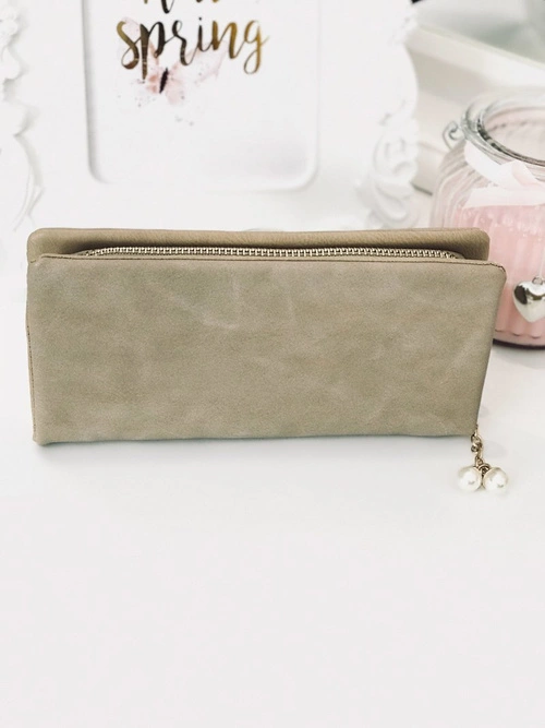 Duży Damski Beżowy Portfel