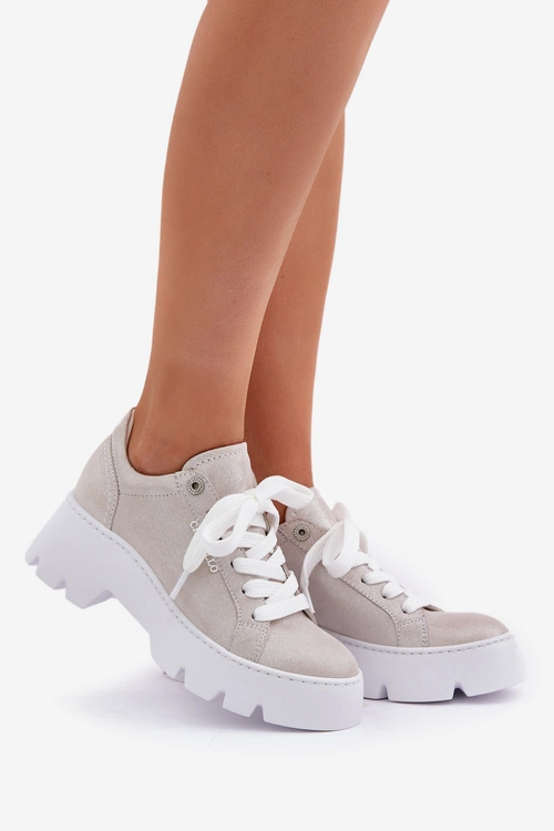 Sneakersy Buty Sportowe Na Platformie CheBello 4632 Srebrne