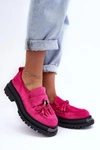Zamszowe Półbuty Mokasyny Damskie Fuksja Ramvli
