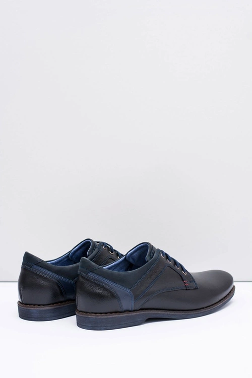 Nikopol Czarne Skórzane Męskie Półbuty Casual Jericho