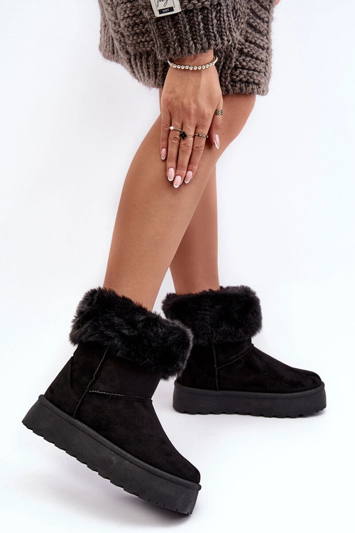 Damskie Śniegowce Z Futerkiem Czarne Rainsa