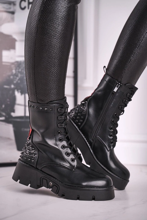 Botki Damskie Na Platformie Grunge Czarne Angels Rock