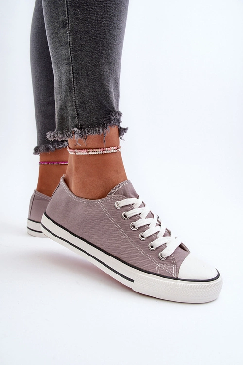 Trampki Damskie Klasyczne Niskie Szare Caelira