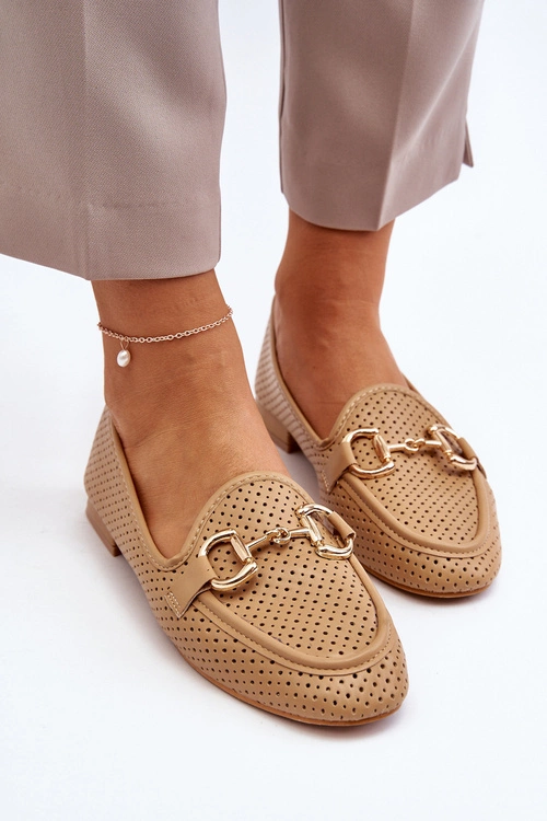 Mokasyny Damskie Na Płaskim Obcasie Z Ozdobą Camel Iluvana