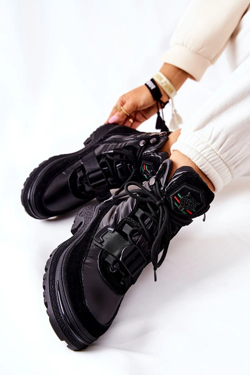 Damskie Botki Śniegowce Na Suwak Czarne Marcia