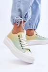 Niskie Tenisówki Na Platformie Big Star LL274A186 Żółto-Zielone