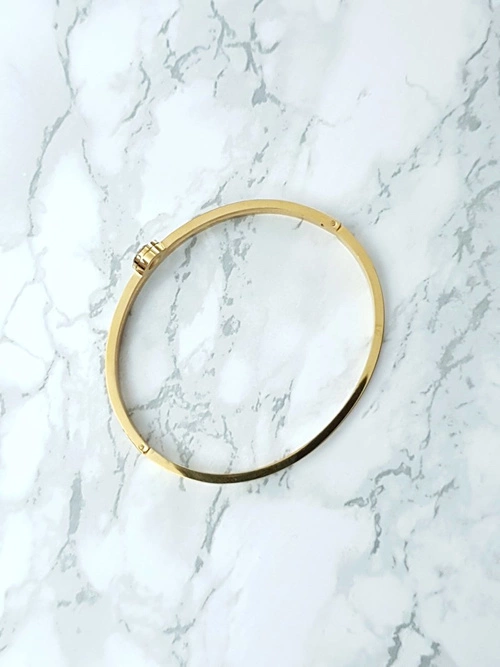 Damska Bransoleta Złota Stalowa Cyrkonie Kryształ Demeter