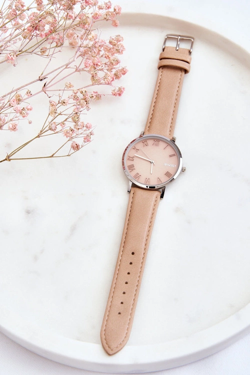 Damski Analogowy Zegarek Na Pasku ERNEST Beżowy