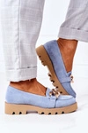 Zamszowe Mokasyny Lewski Shoes 3040 Błękitne