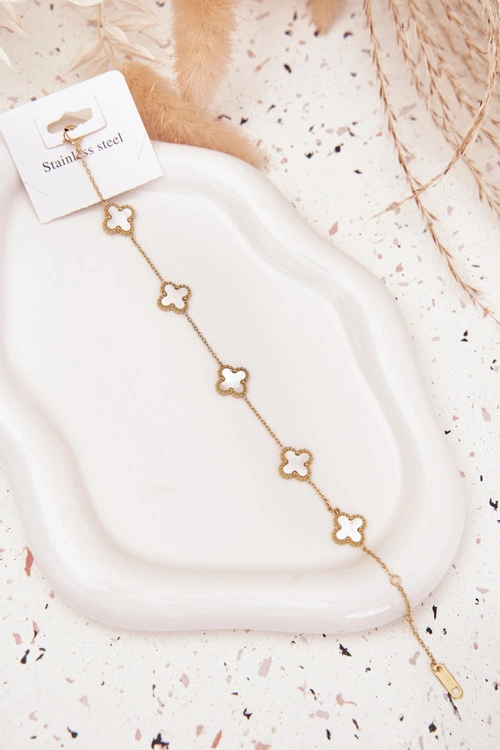 Bransoletka Z Zawieszkami Stal Nierdzewna Złoto-Perłowa