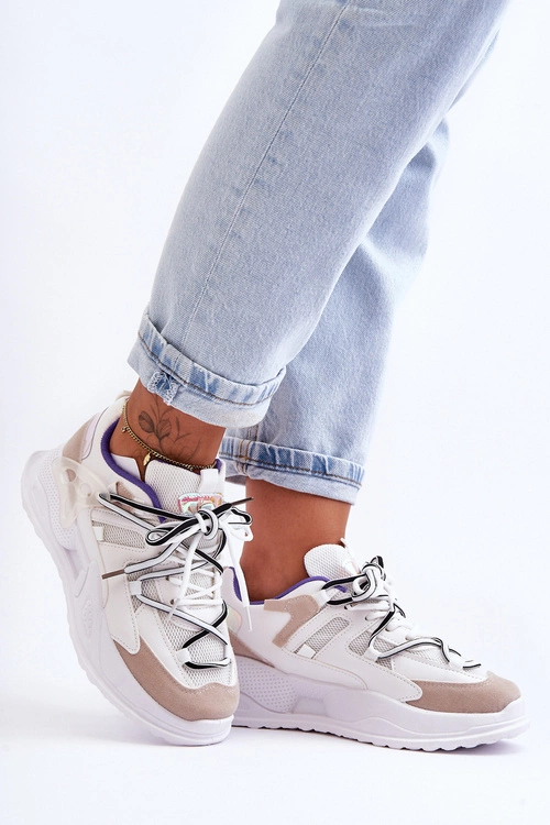 Skórzane Buty Sportowe Na Platformie Białe Sifel