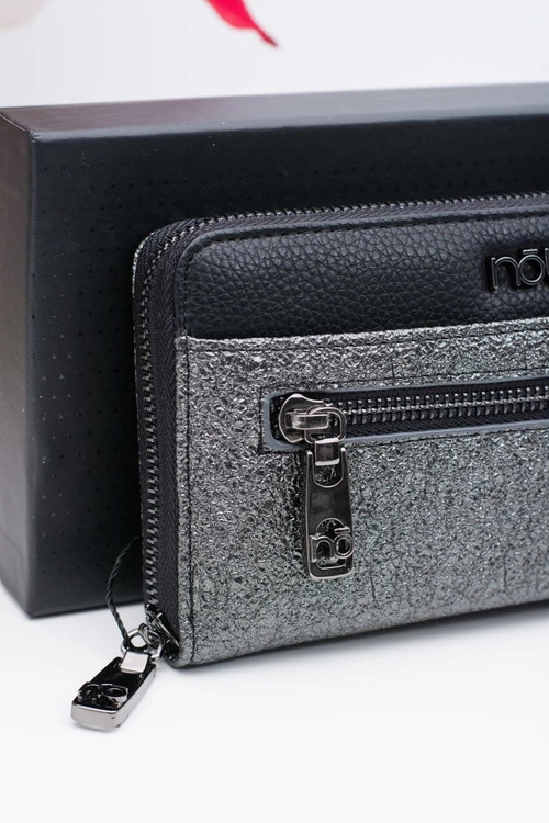 Stylowy Damski Czarno Szary Portfel Nobo