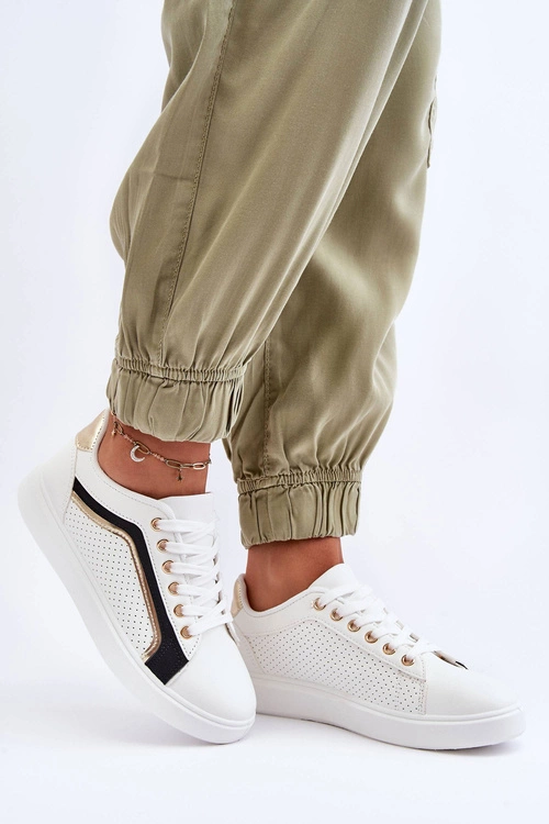 Niskie Klasyczne Buty Sportowe Damskie Białe Lamimi