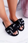Damskie Czarne Klapki Z Napisami Lu Boo News