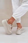 Damskie Skórzane Sneakersy CheBello 4411 Jasnobeżowe