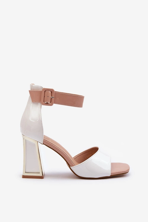 Lakierowane Sandały Na Słupku Białe Adrianu