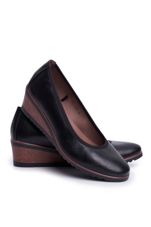 Damskie Półbuty Na Koturnie Czarne Belli