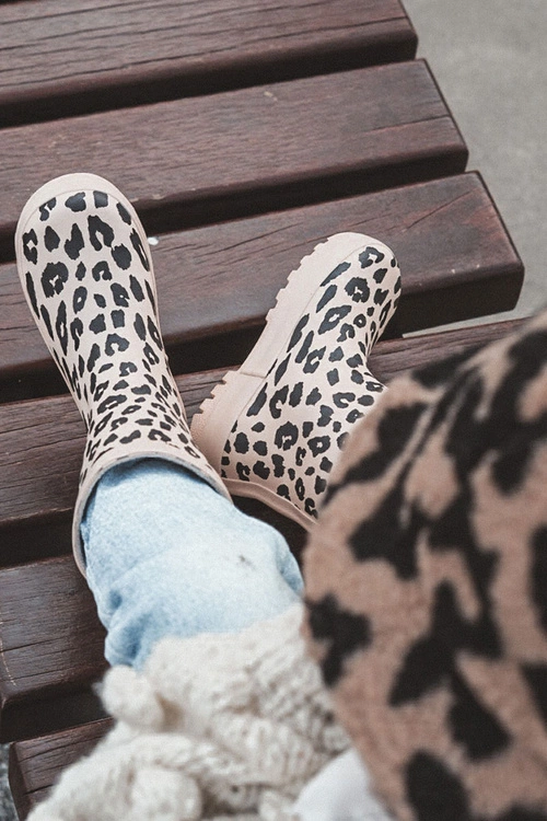 Dziecięce Kalosze W Panterkę Beżowe Nanny