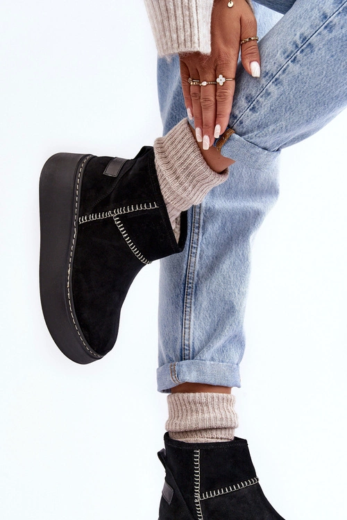 Damskie Zamszowe Śniegowce Maciejka 06257-01 Czarne