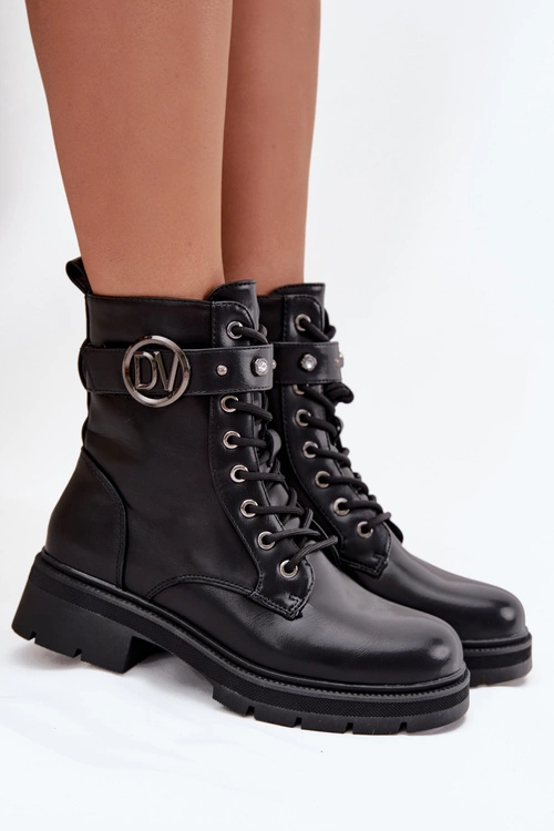 Ocieplane Botki Workery Damskie Z Ozdobnym Detalem Czarne Talyssa