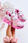 Dziecięce Skórzane Sportowe Buty Biało-Różowe Loopsy