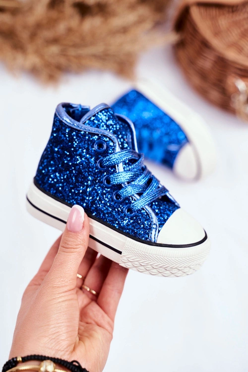 Dziecięce Brokatowe Trampki Niebieskie Ally